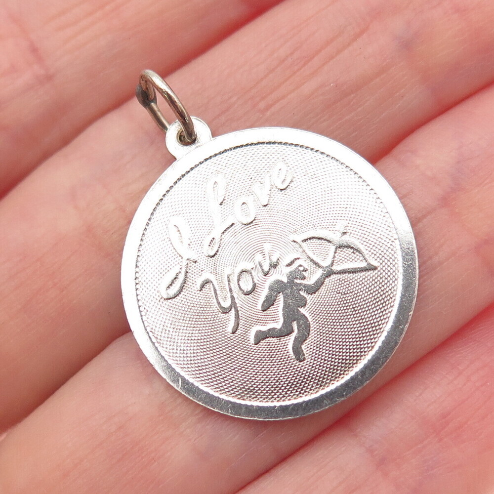 Rembrandt 925 Sterling Silver Vintage I Love You Cupid Charm Pendant